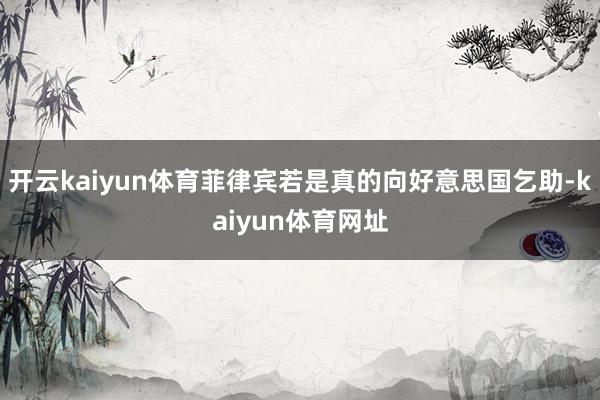 开云kaiyun体育菲律宾若是真的向好意思国乞助-kaiyun体育网址