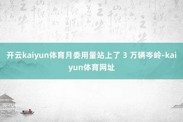 开云kaiyun体育月委用量站上了 3 万辆岑岭-kaiyun体育网址