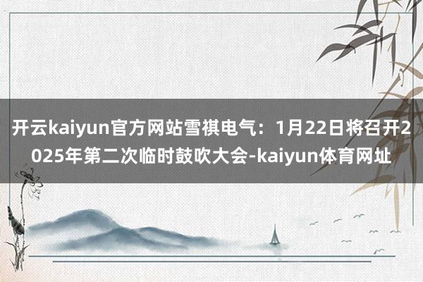 开云kaiyun官方网站雪祺电气：1月22日将召开2025年第二次临时鼓吹大会-kaiyun体育网址