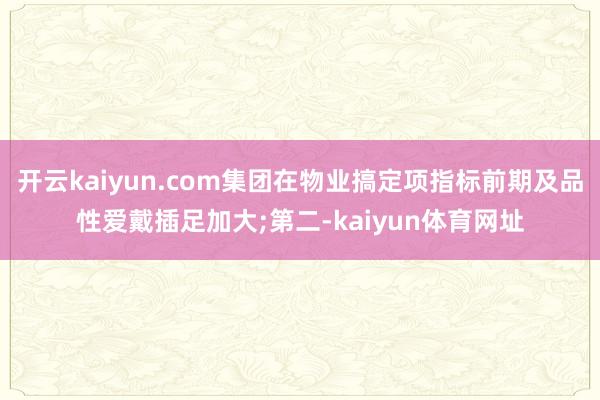 开云kaiyun.com集团在物业搞定项指标前期及品性爱戴插足加大;第二-kaiyun体育网址