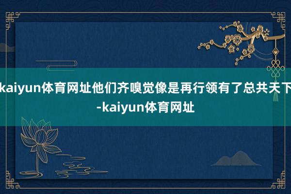 kaiyun体育网址他们齐嗅觉像是再行领有了总共天下-kaiyun体育网址