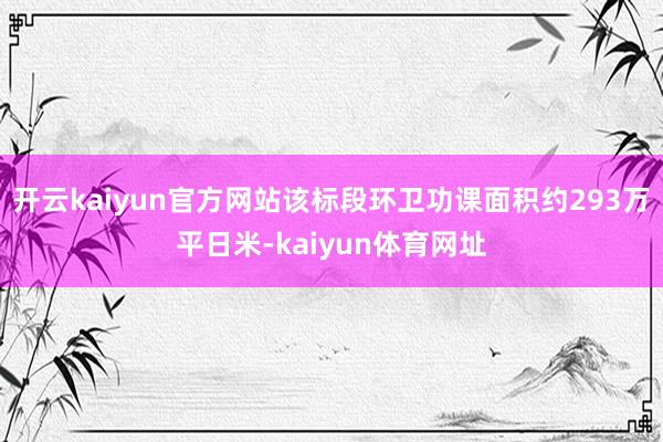 开云kaiyun官方网站该标段环卫功课面积约293万平日米-kaiyun体育网址