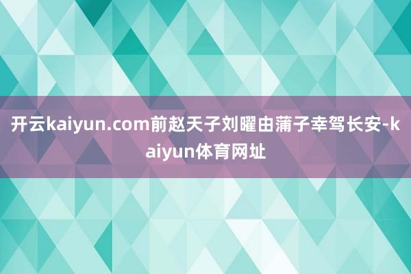 开云kaiyun.com前赵天子刘曜由蒲子幸驾长安-kaiyun体育网址