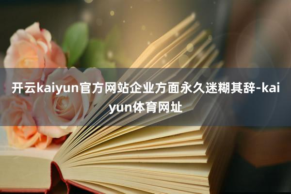 开云kaiyun官方网站企业方面永久迷糊其辞-kaiyun体育网址
