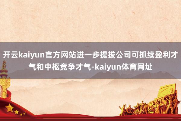 开云kaiyun官方网站进一步提拔公司可抓续盈利才气和中枢竞争才气-kaiyun体育网址