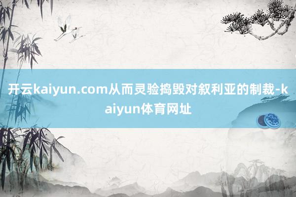 开云kaiyun.com从而灵验捣毁对叙利亚的制裁-kaiyun体育网址