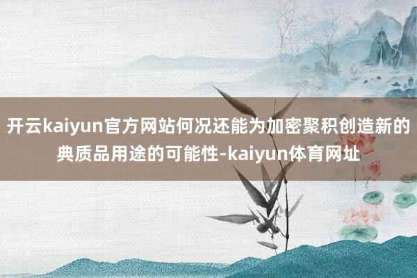 开云kaiyun官方网站何况还能为加密聚积创造新的典质品用途的可能性-kaiyun体育网址