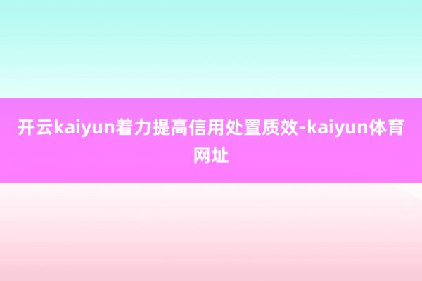 开云kaiyun着力提高信用处置质效-kaiyun体育网址